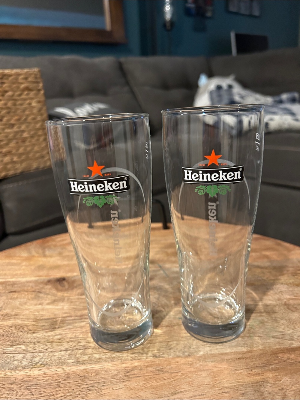 Set of Heineken Branded Clear Pint Glasses
